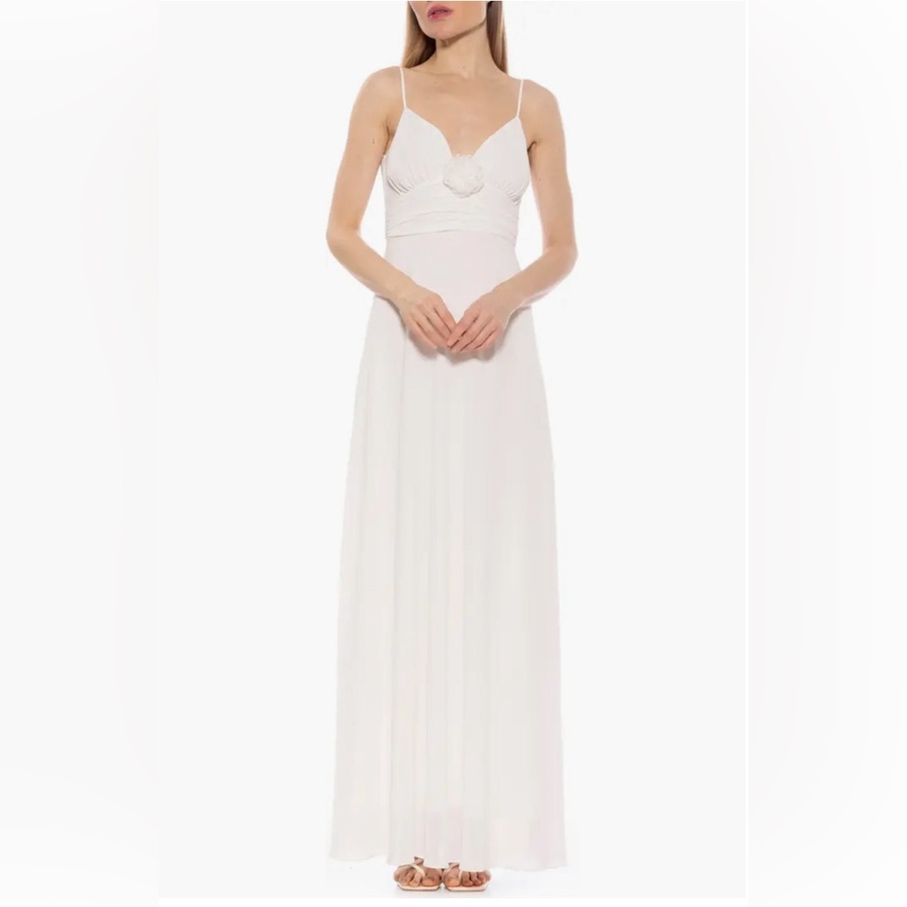 Alexia Admor Layla Rosette Maxi Dress in Ivory